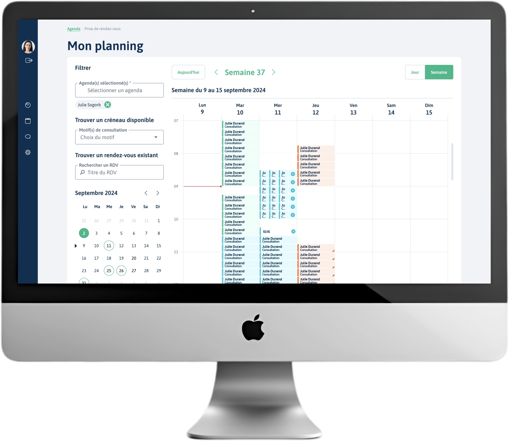 Agenda DoctoDispo sur un iMac